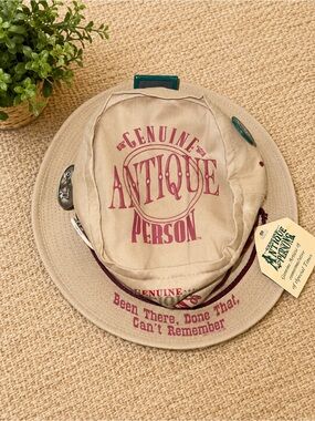 Vintage Genuine Antique Person Safari Bucket Hat w/ Original Pins Size M